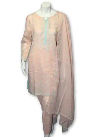 09 Pakistani Indian Fine Design Chicken Embroidered 3 Pcs Suit