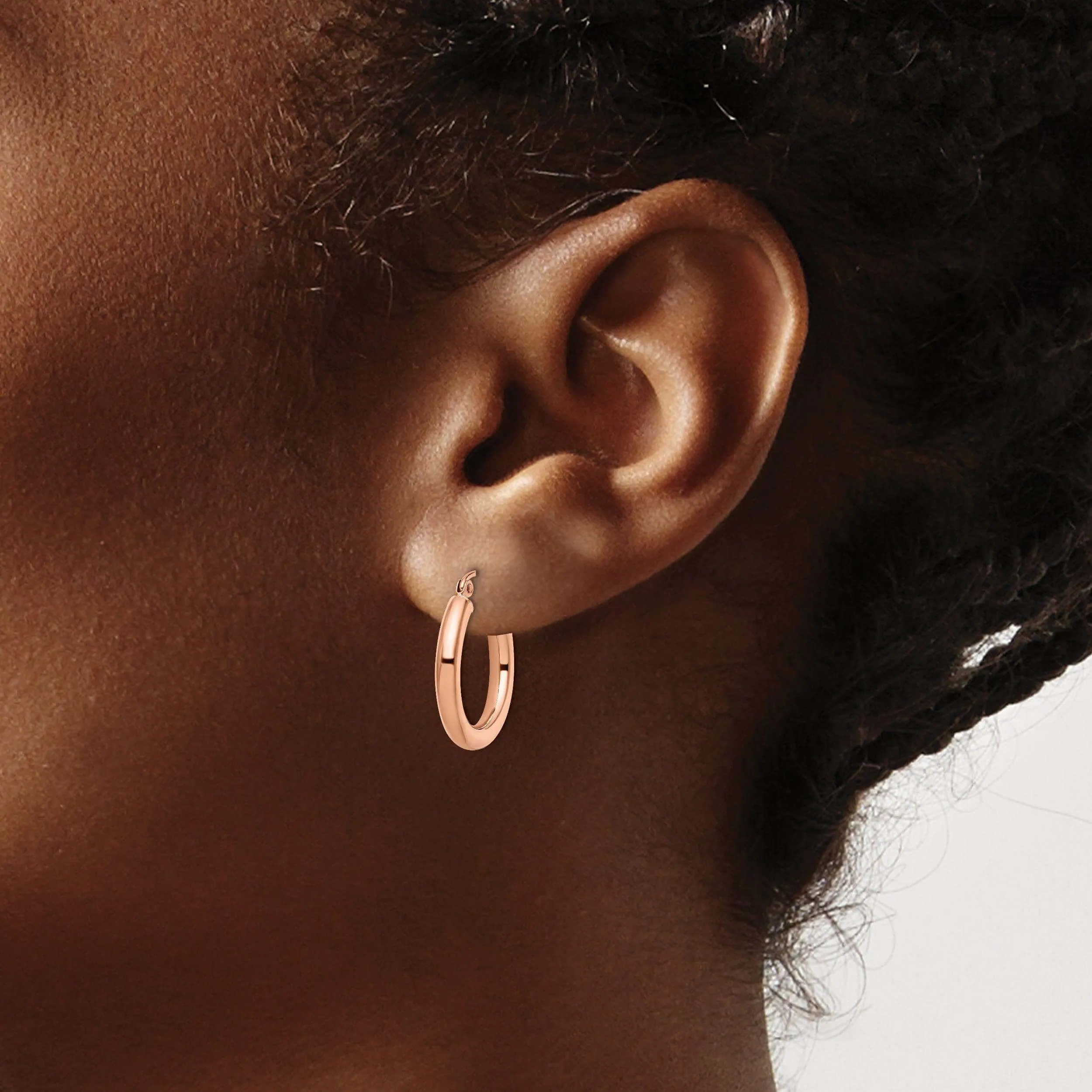 10K Rose Gold Polished Finish Hoop Earrings