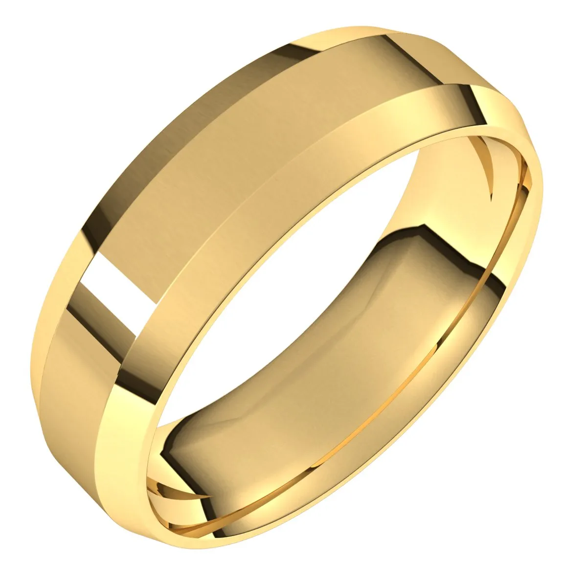 10K Yellow 6 mm Beveled Edge Comfort Fit Light Band