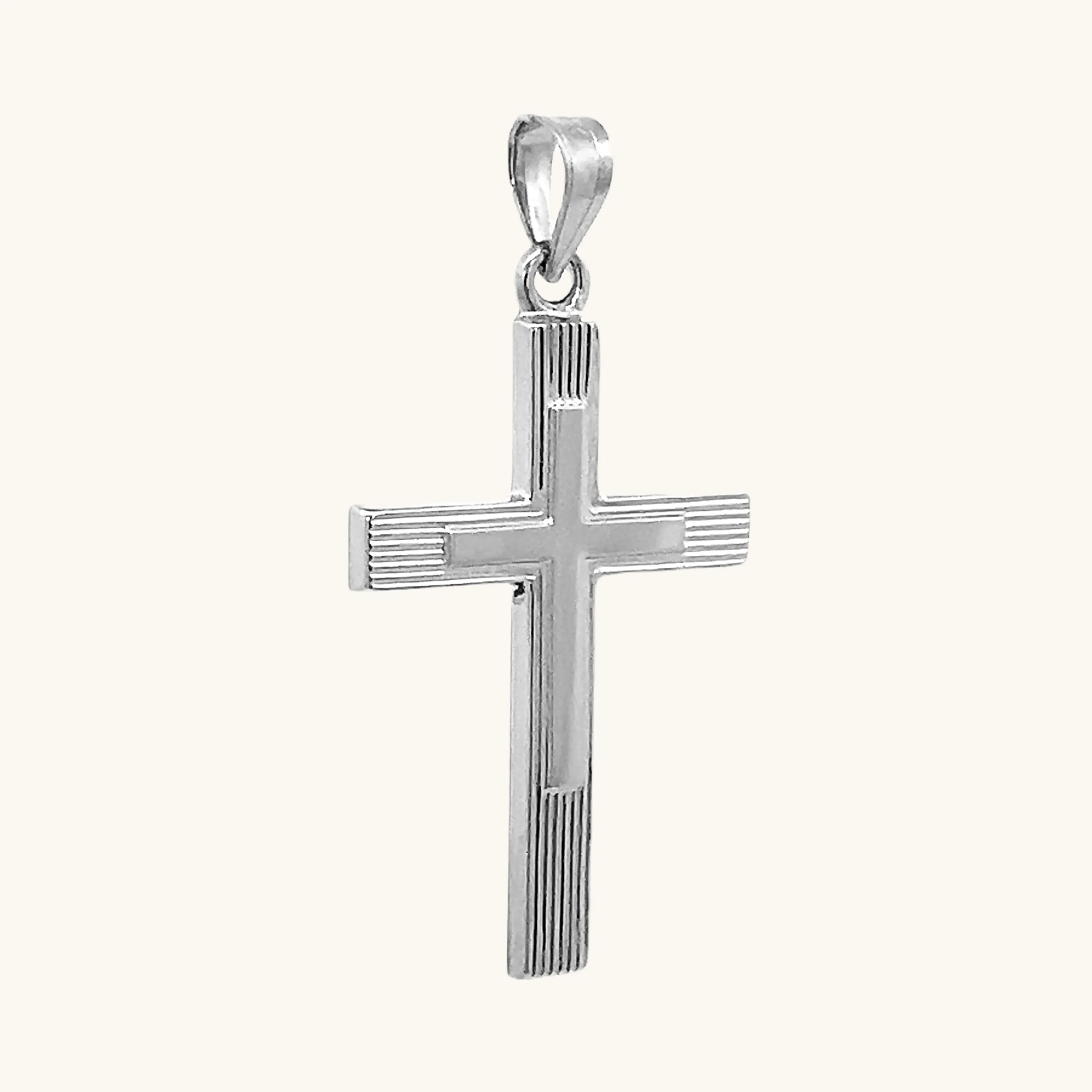 14K GOLD ENGINE-TURN DESIGN CROSS PENDANT