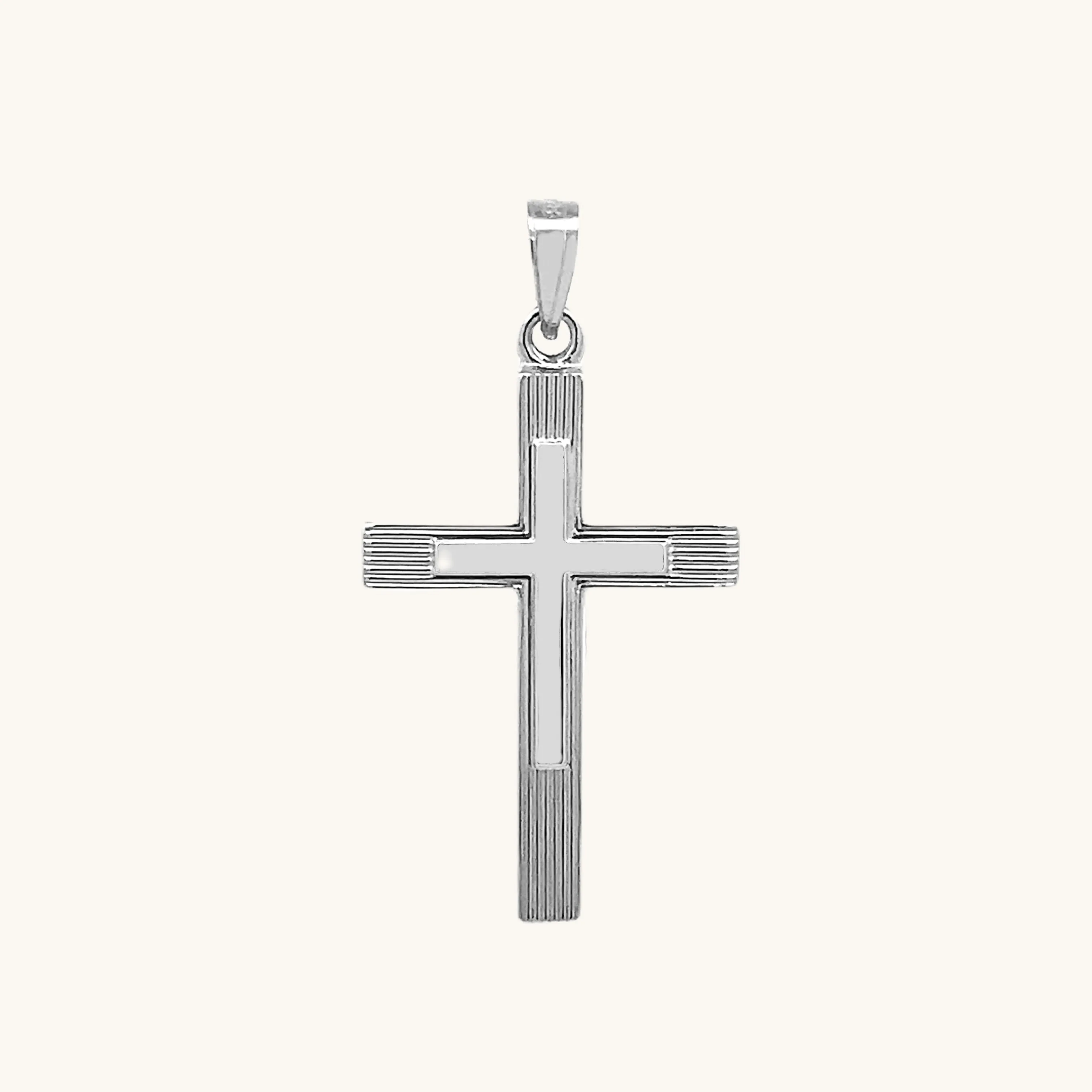 14K GOLD ENGINE-TURN DESIGN CROSS PENDANT