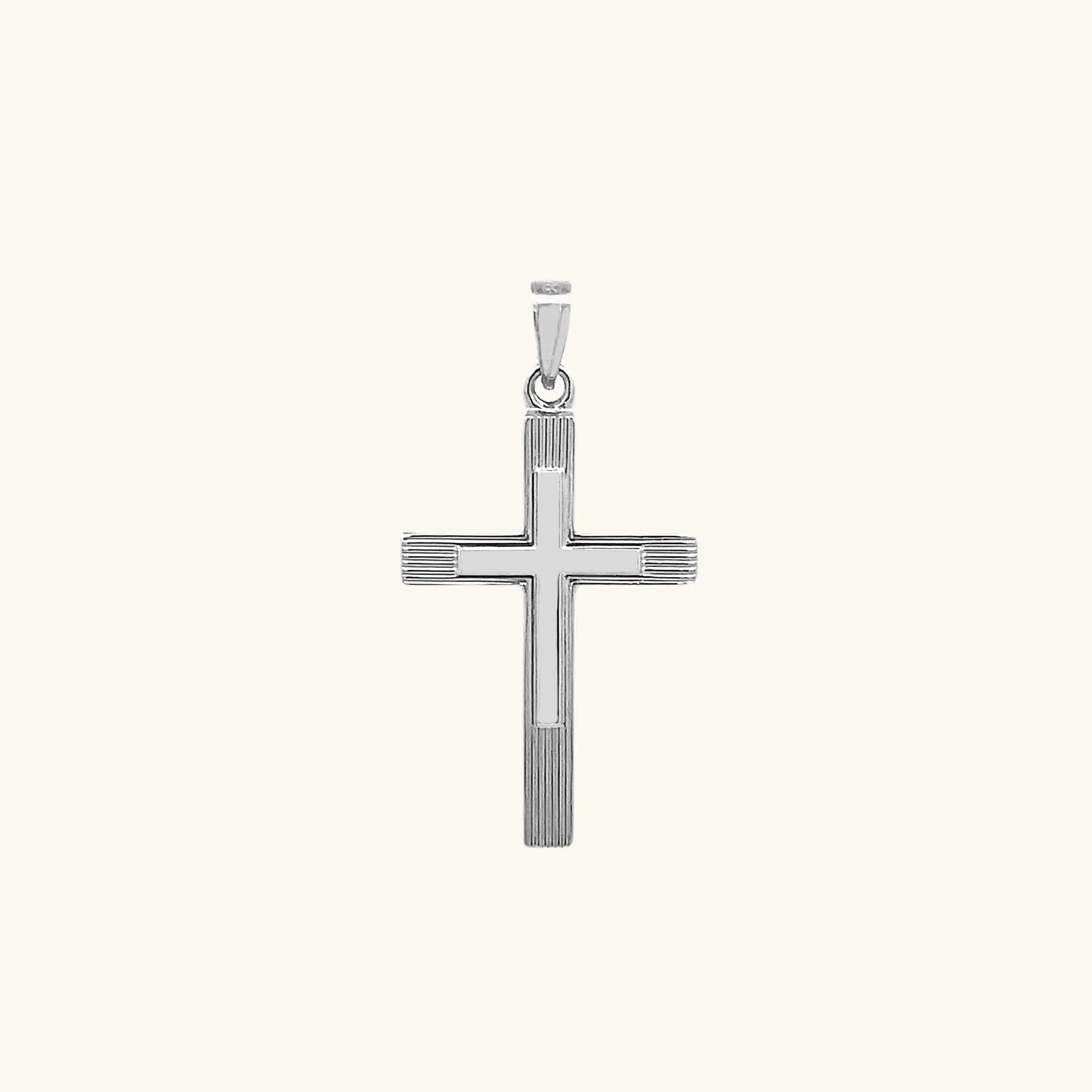 14K GOLD ENGINE-TURN DESIGN CROSS PENDANT