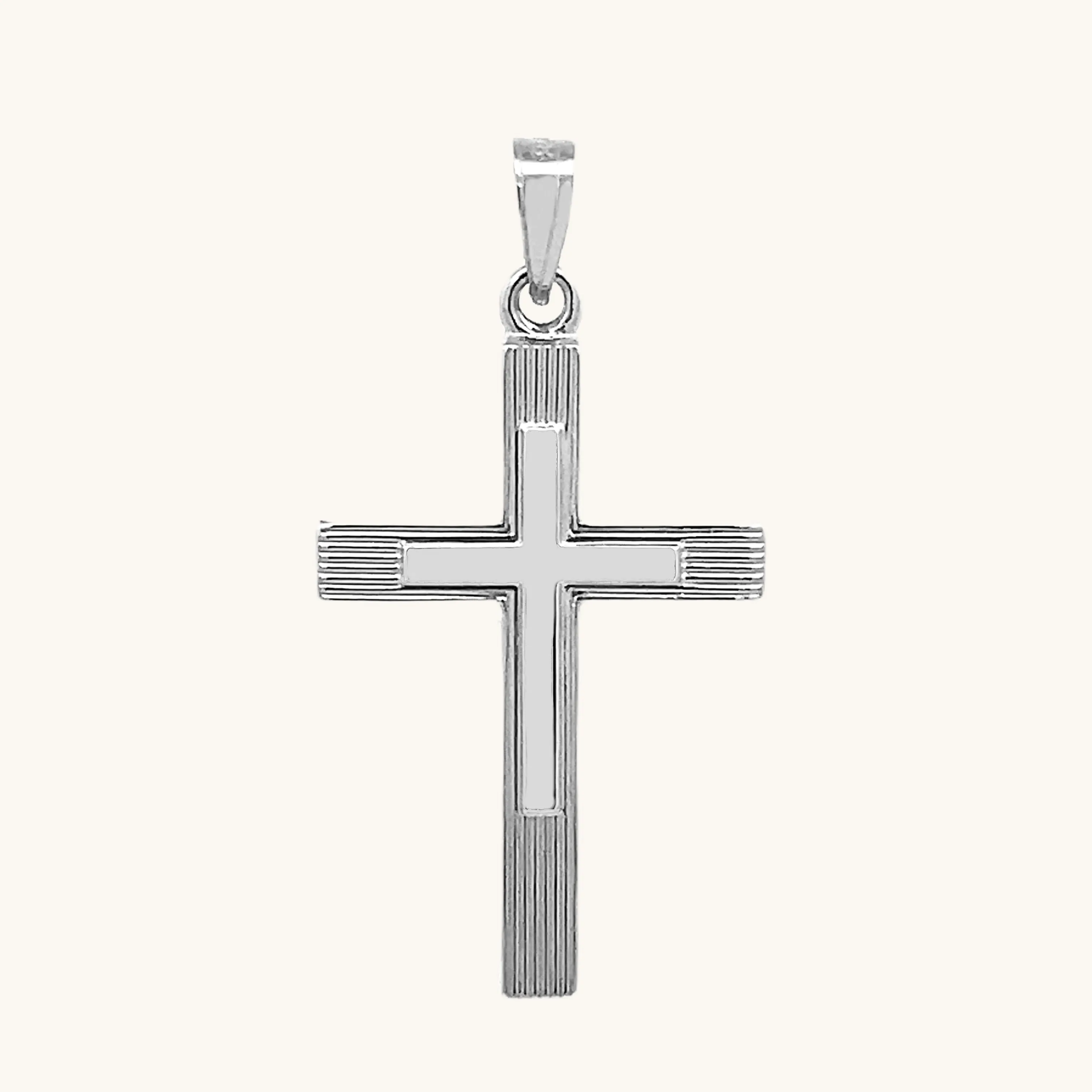 14K GOLD ENGINE-TURN DESIGN CROSS PENDANT