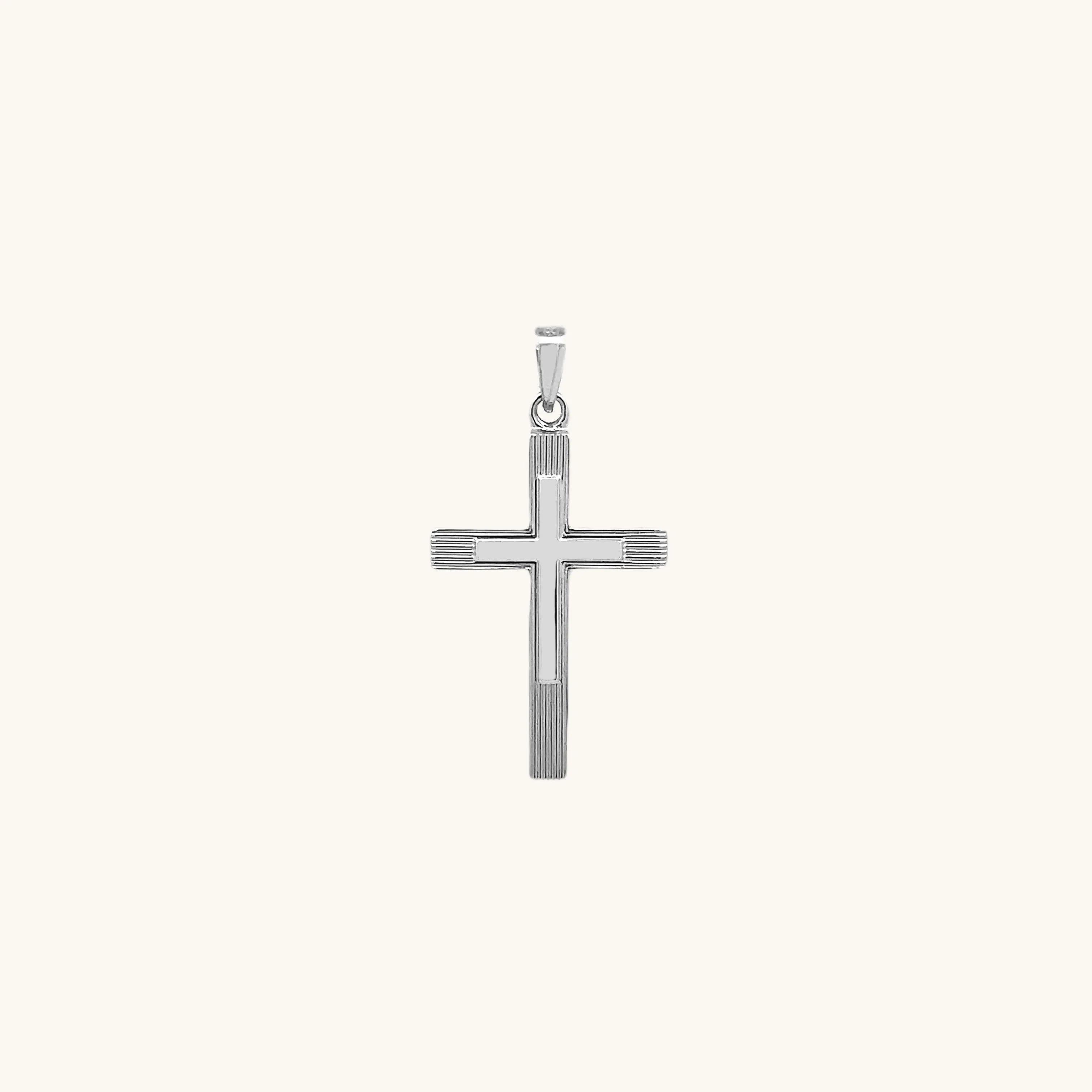 14K GOLD ENGINE-TURN DESIGN CROSS PENDANT