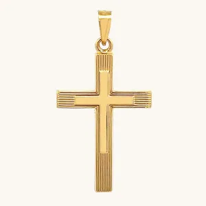 14K GOLD ENGINE-TURN DESIGN CROSS PENDANT