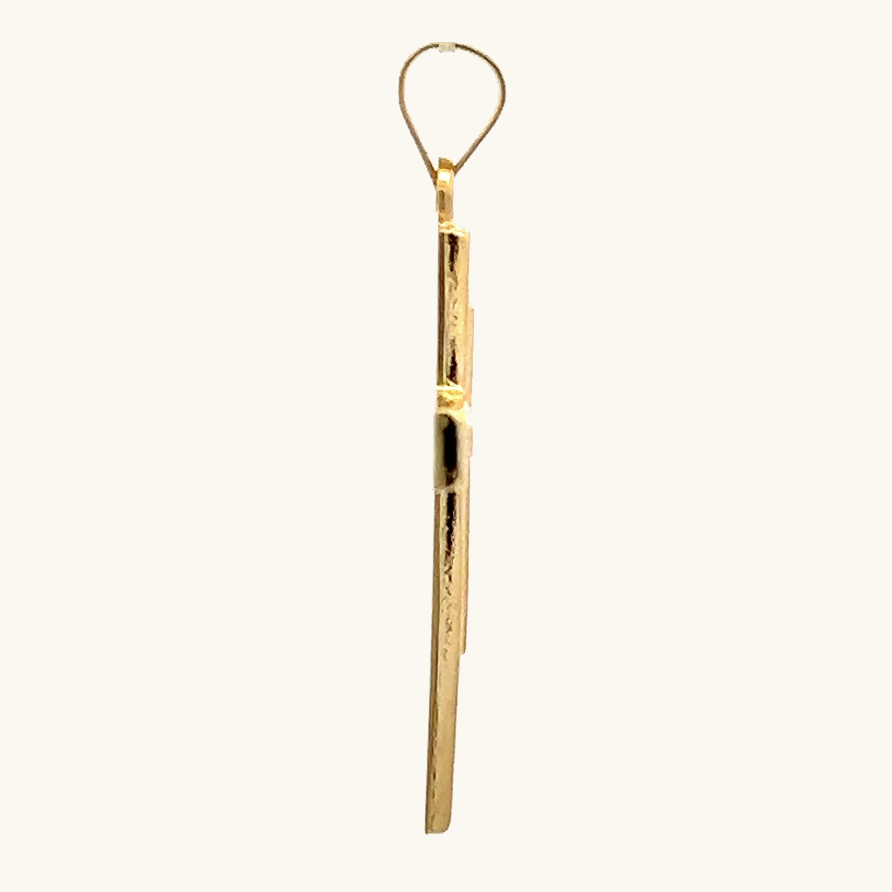 14K GOLD ENGINE-TURN DESIGN CROSS PENDANT