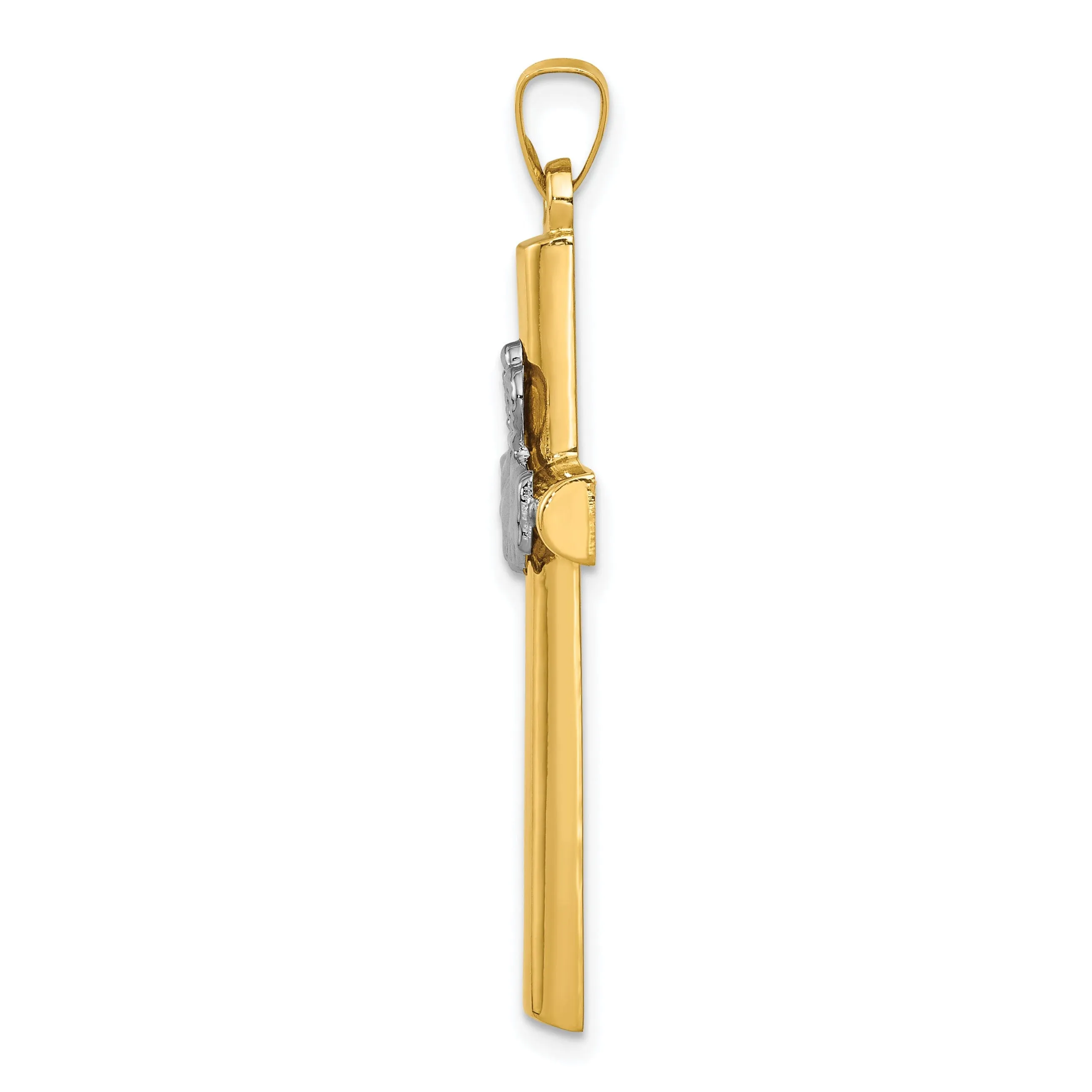 14k Two-Tone Gold Claddagh Cross Pendant