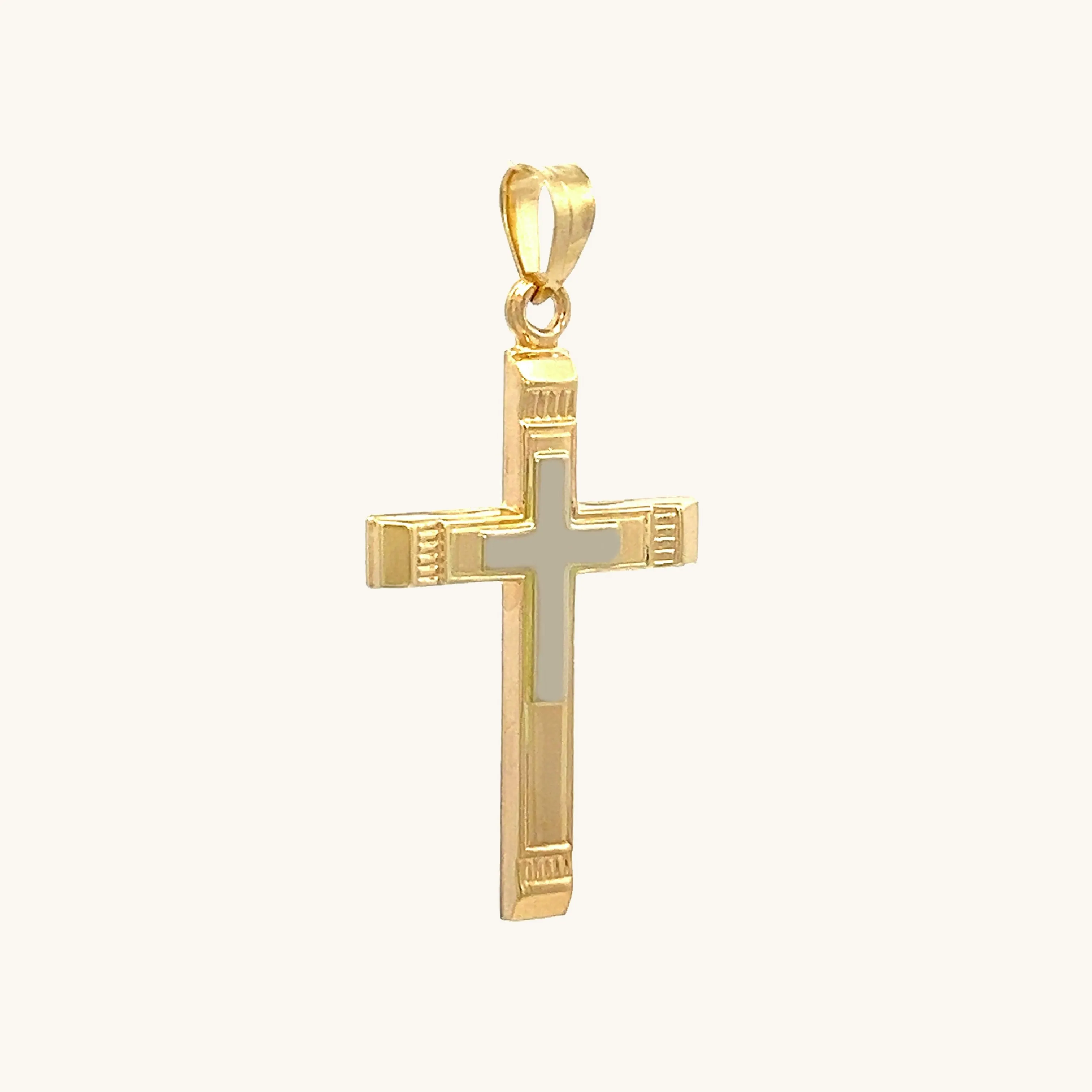 14K TWO-TONE GOLD CROSS ON CROSS PENDANT