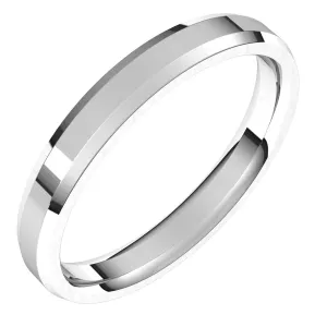 14K White 3 mm Beveled Edge Comfort Fit Light Band
