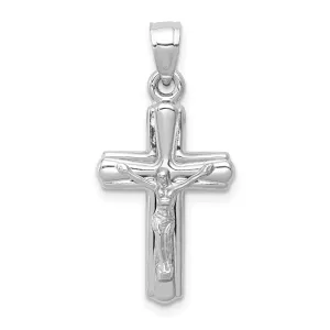 14k White Gold Reversible Crucifix Cross Pendant