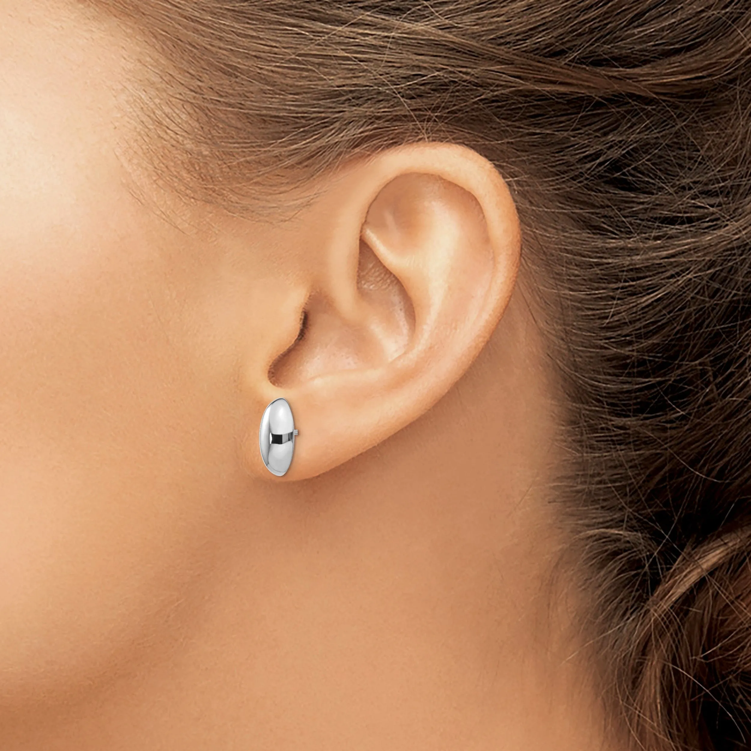 14K White Polished Post Earrings