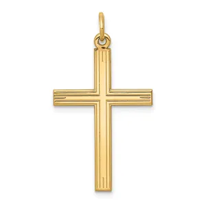 14k Yellow Gold Laser Designed Cross Pendant