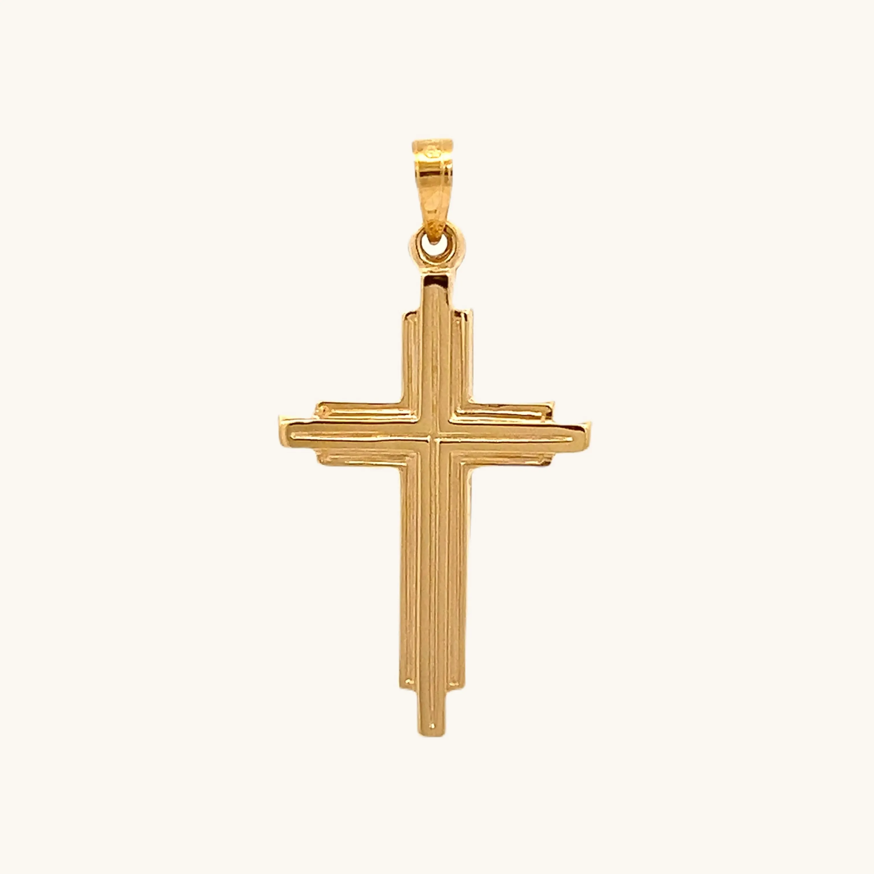 14K YELLOW GOLD LAYERED CROSS PENDANT