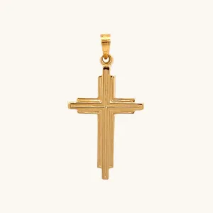 14K YELLOW GOLD LAYERED CROSS PENDANT