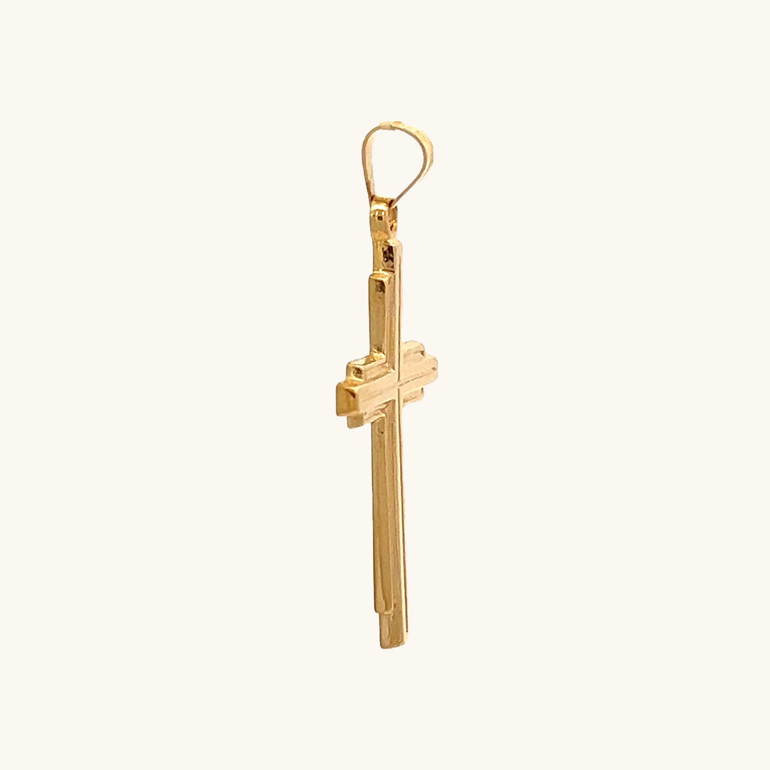 14K YELLOW GOLD LAYERED CROSS PENDANT