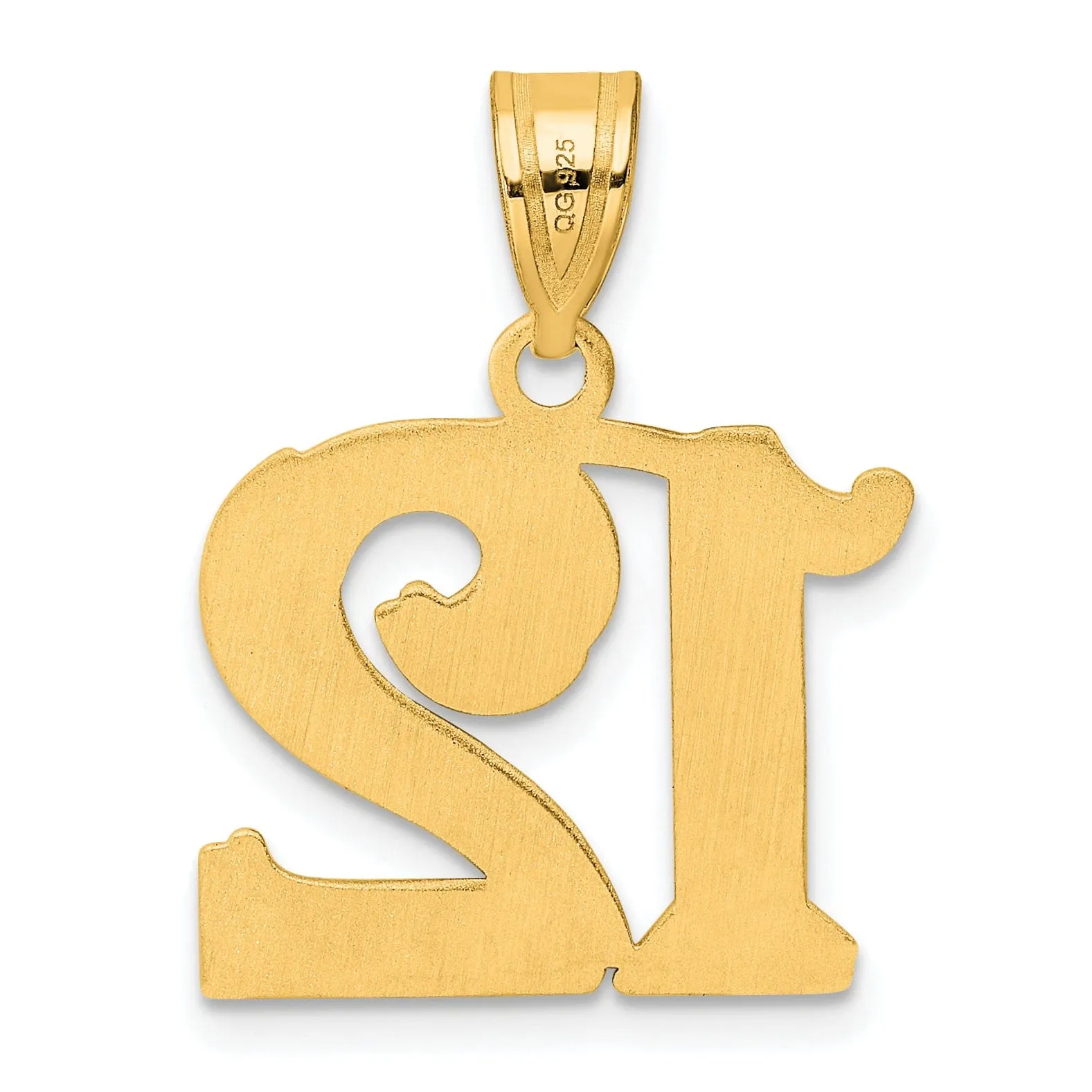 14k Yellow Gold Polished Etched Finish Number 12 Charm Pendant