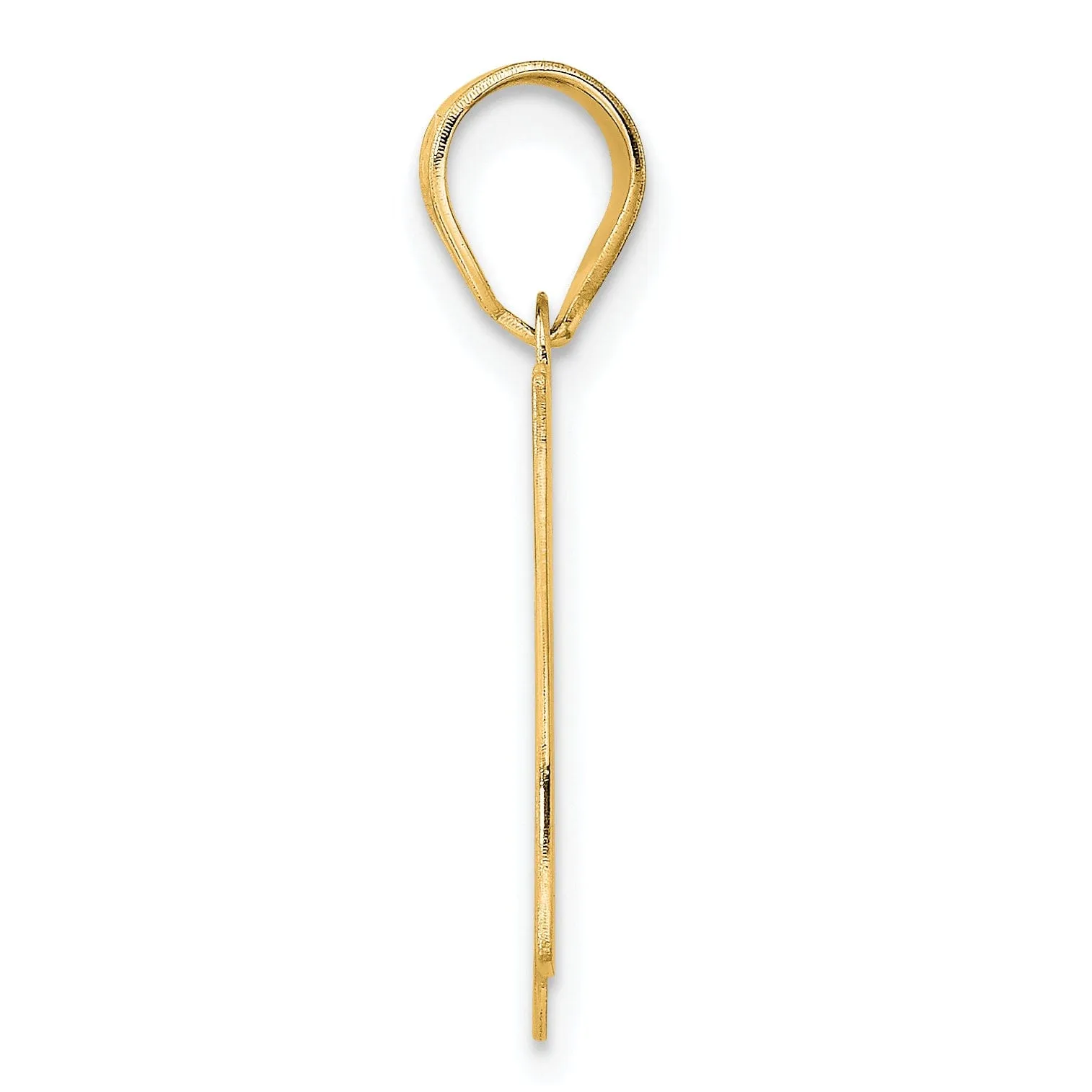 14k Yellow Gold Polished Etched Finish Number 67 Charm Pendant