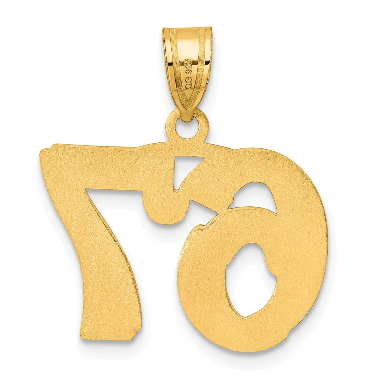 14k Yellow Gold Polished Etched Finish Number 67 Charm Pendant