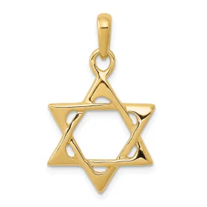 14K Yellow Gold Polished Finish Open Back Star of David Charm Pendant