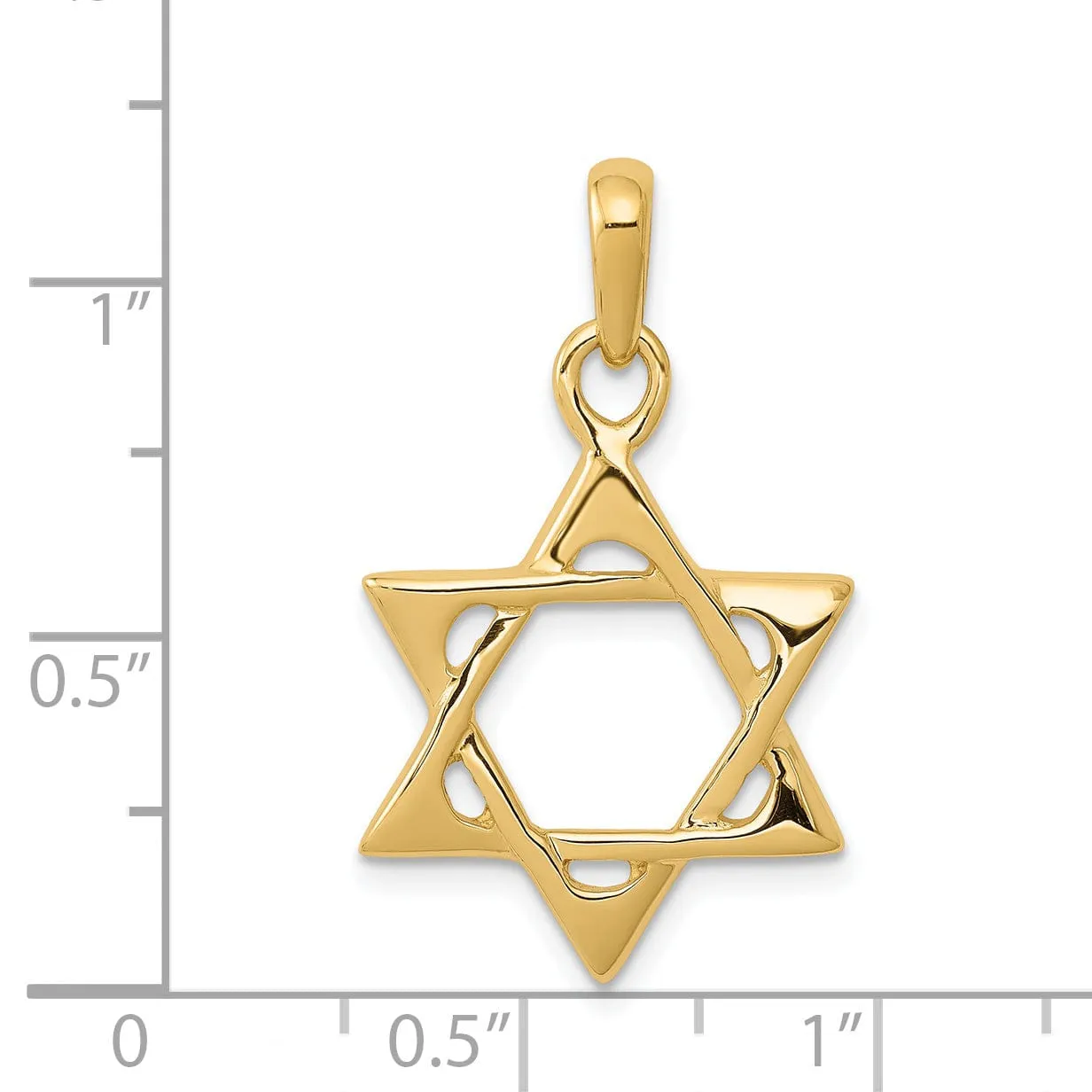 14K Yellow Gold Polished Finish Open Back Star of David Charm Pendant