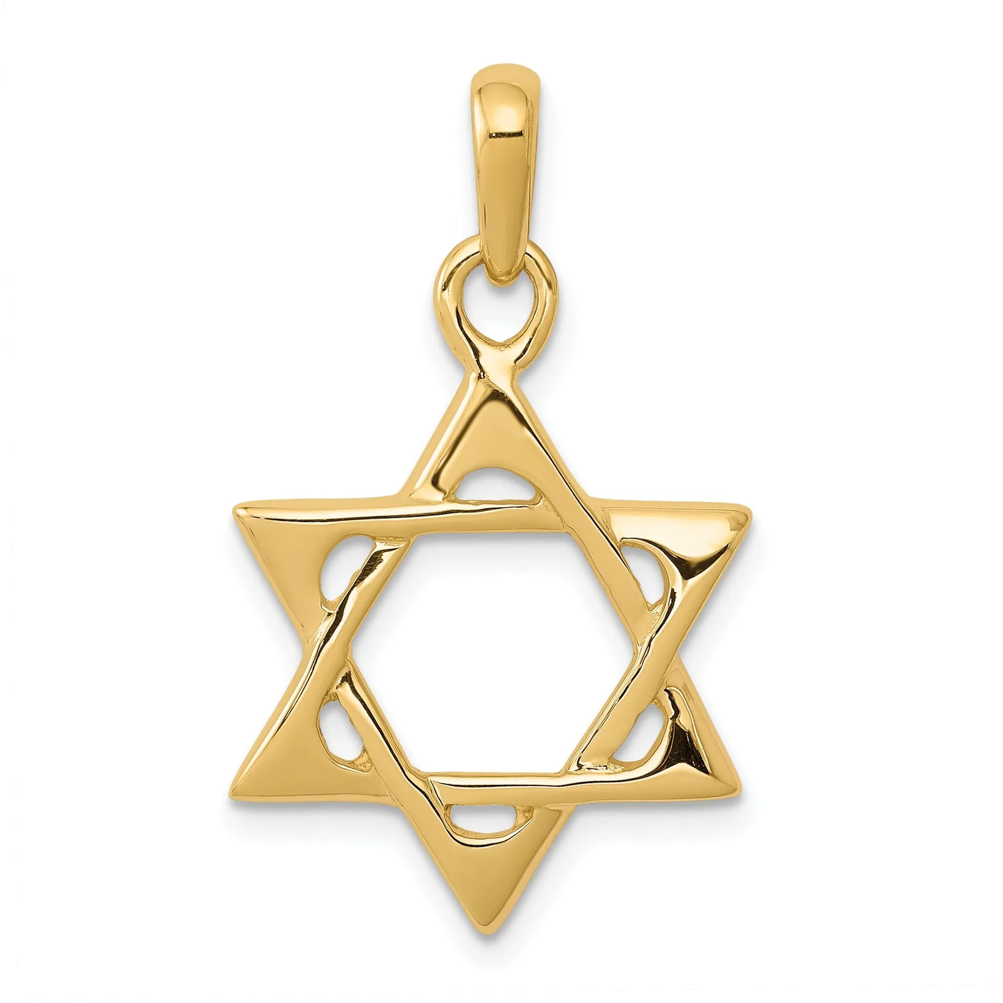14K Yellow Gold Polished Finish Open Back Star of David Charm Pendant