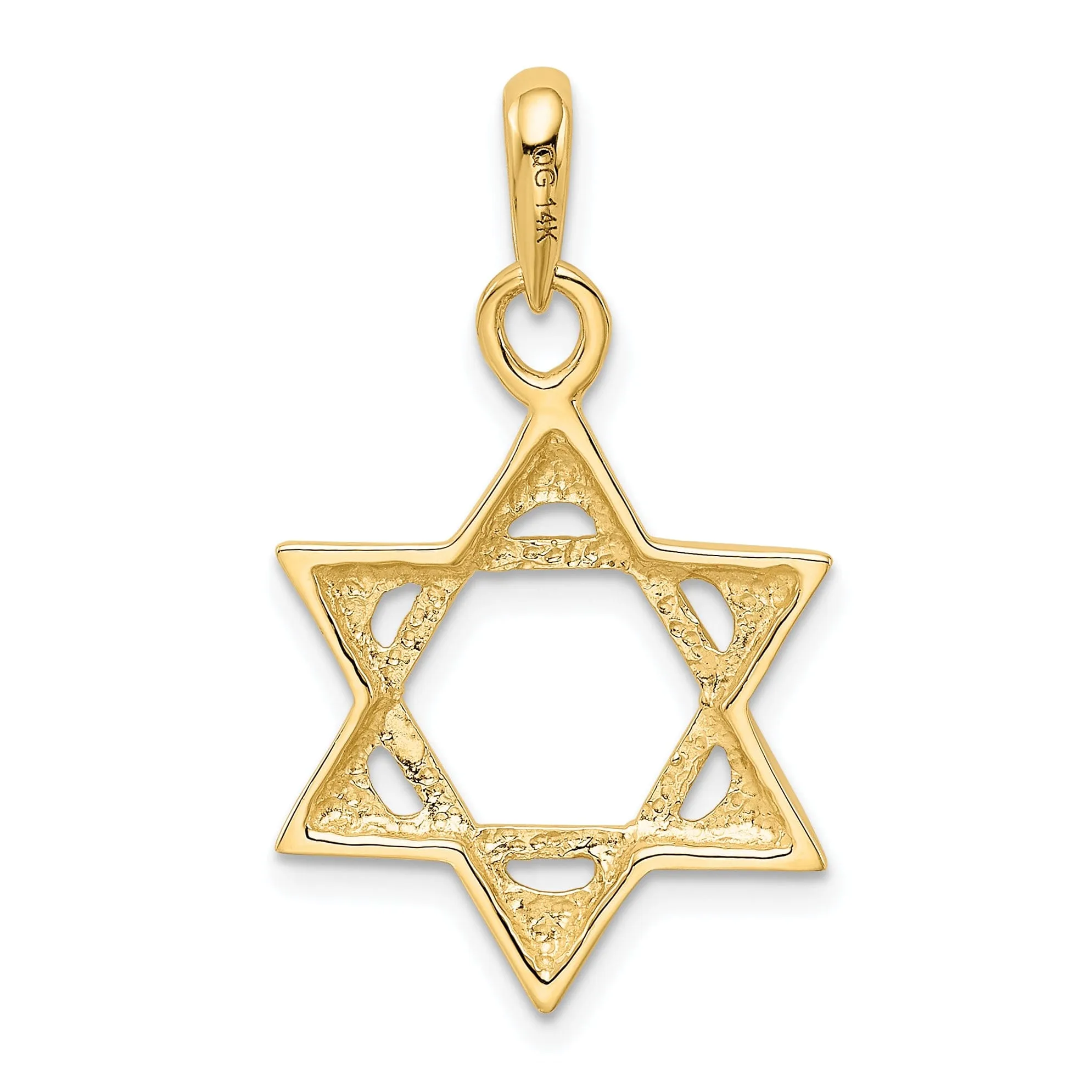 14K Yellow Gold Polished Finish Open Back Star of David Charm Pendant