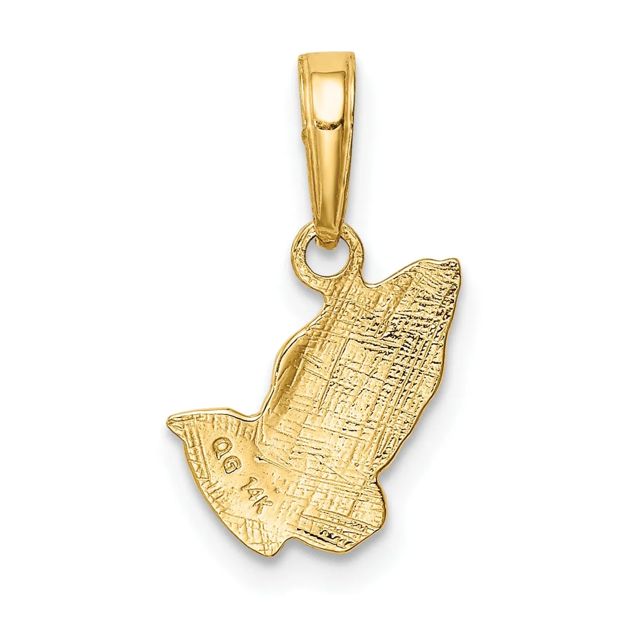 14k Yellow Gold Polished Texture Finish Solid Praying Hands Pendant