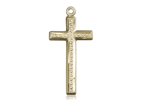 14kt Gold Filled Cross Pendant on a 24 inch Gold Plate Heavy Curb Chain