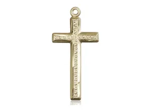 14kt Gold Filled Cross Pendant on a 24 inch Gold Plate Heavy Curb Chain