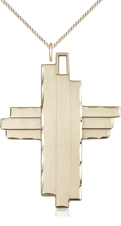 14kt Gold Filled Cross Pendant on a Gold Plate Curb Chain