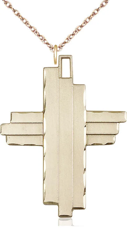 14kt Gold Filled Cross Pendant on a Gold Plate Curb Chain