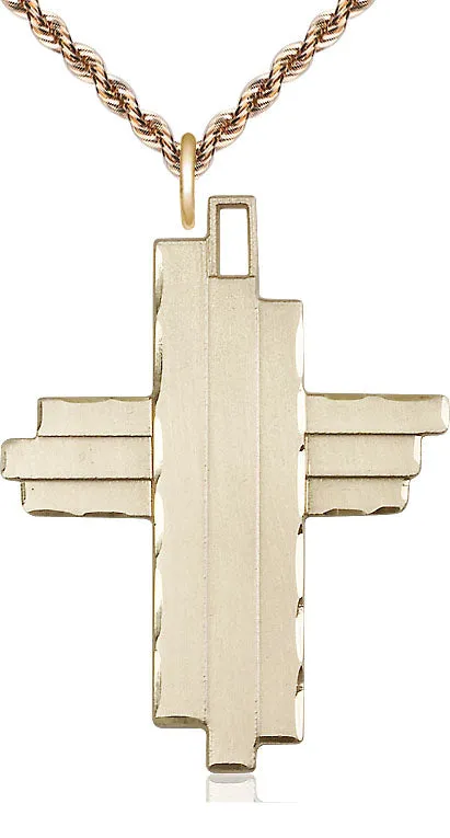 14kt Gold Filled Cross Pendant on a Gold Plate Curb Chain