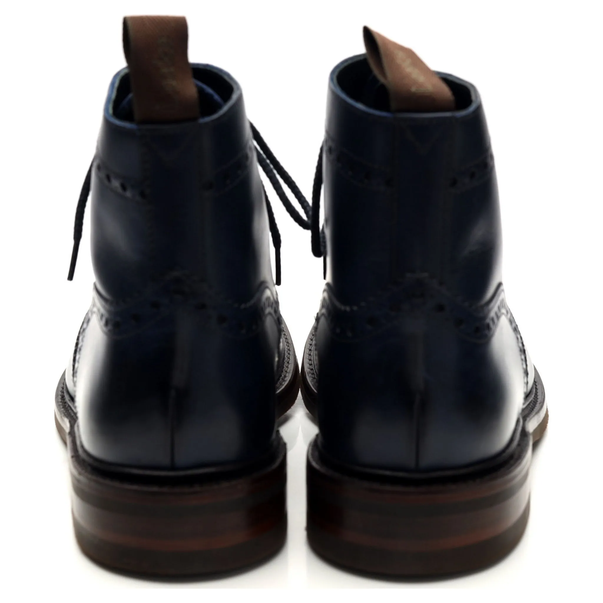 1880 'Bedale' Navy Blue Leather Brogue Boots UK 9 G