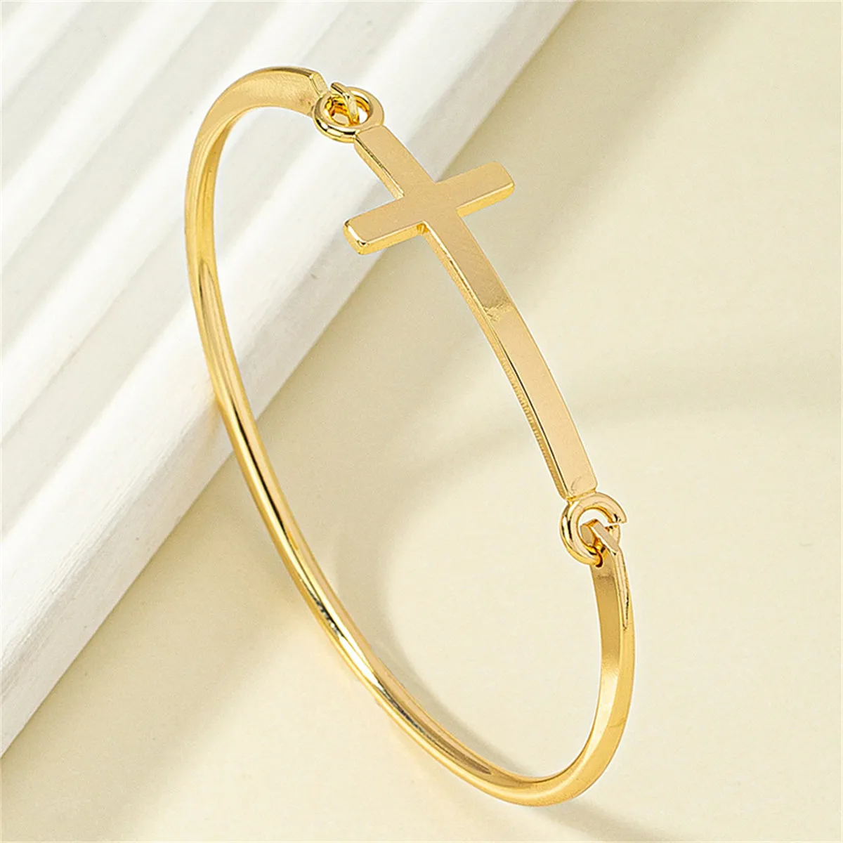 18K Gold-Plated Cross Bangle