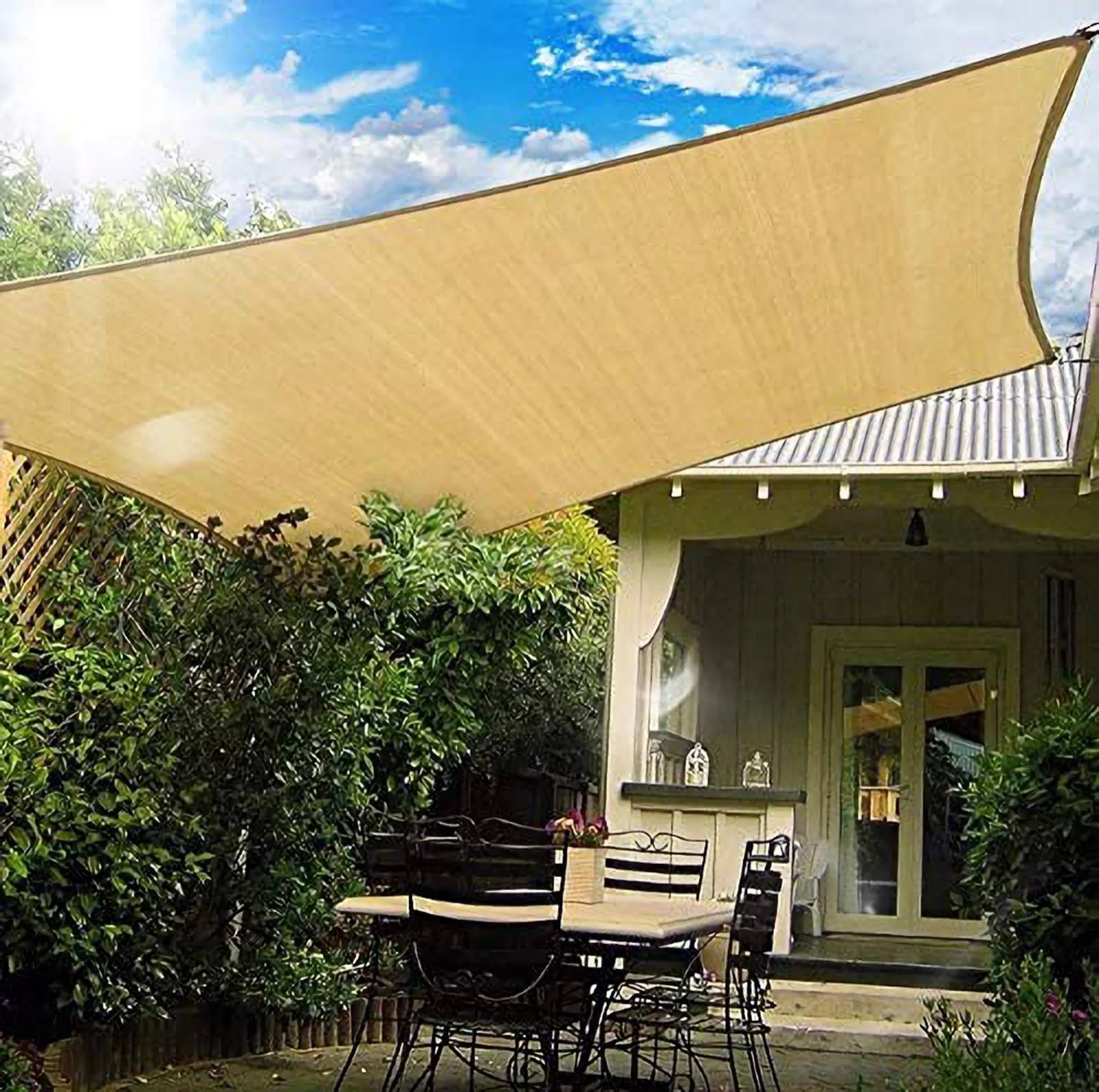 18'x'14' Rectangle Patio Sun Shade Sail（Sand Color）