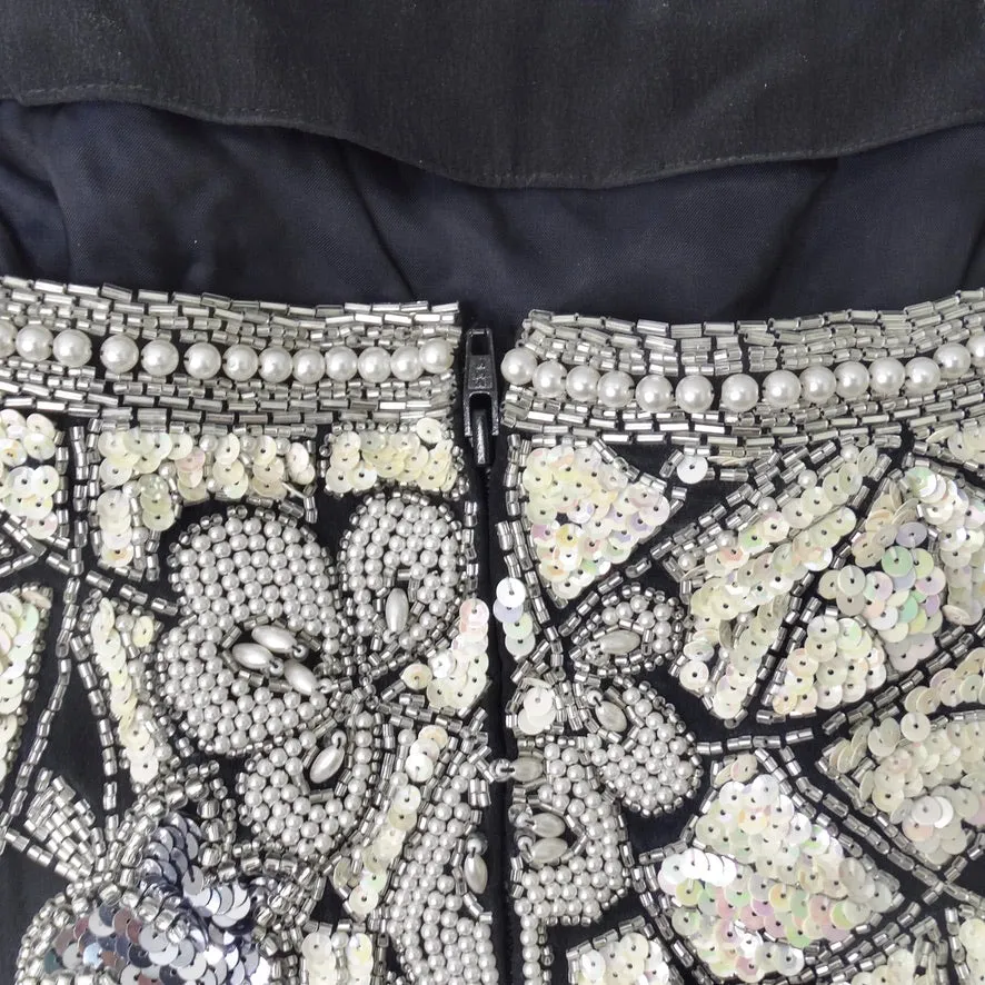 1980s Black Tie Beaded Sequin Bustier