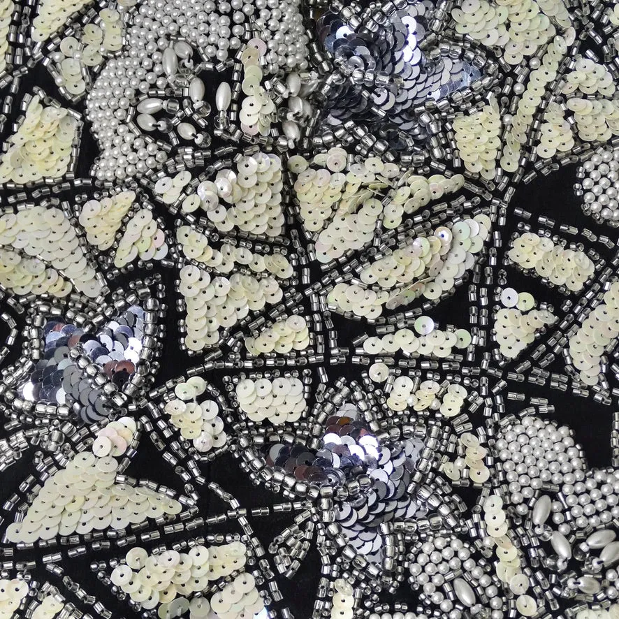 1980s Black Tie Beaded Sequin Bustier