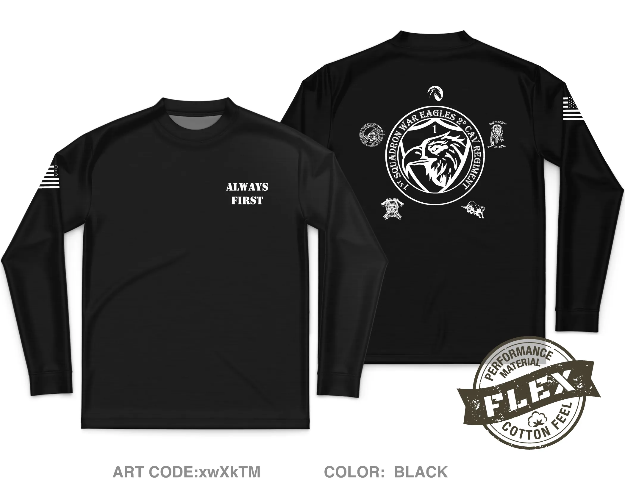 1st Squadron, 2d Cavalry Regiment Fundraising Collection Core Men's LS Flex Performance Tee - xwXkTM