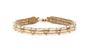 3 Dot Triangle Extra Small Leather Bracelet (Pink, Gold)