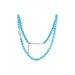 32" ARTIFACT AGATE AND TURQUOISE BEADED NECKLACE