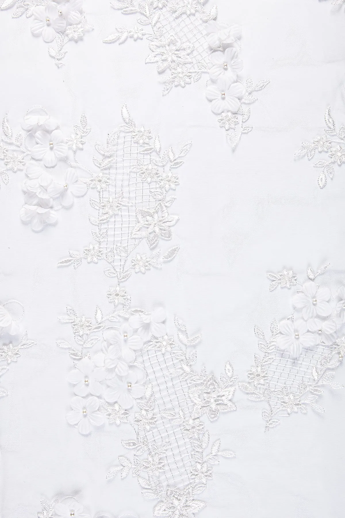 3D Flower Pattern Embroidery Wedding Dress Fabric