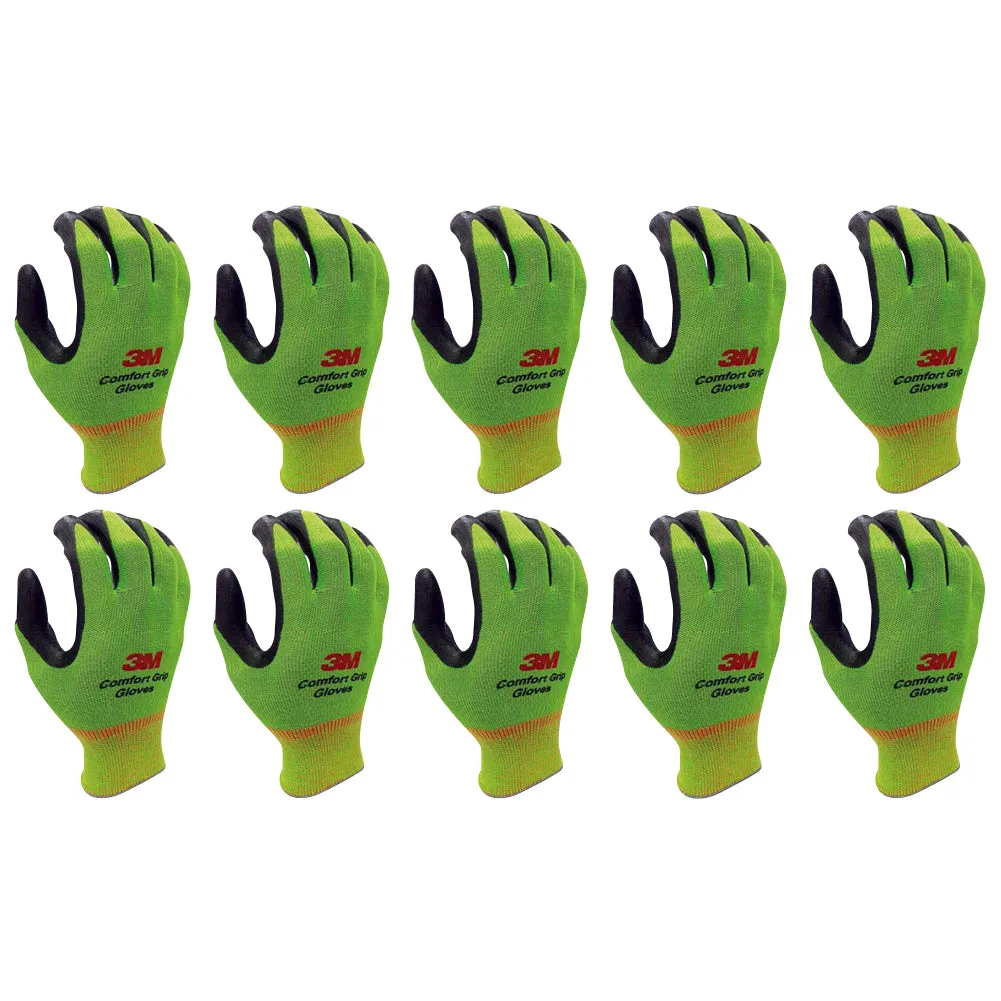 3M Nitrile Work Gloves colored - Foam Coated, Touch Screen, Machine Washable, Lightweight Comfort Gloves 10 Pairs