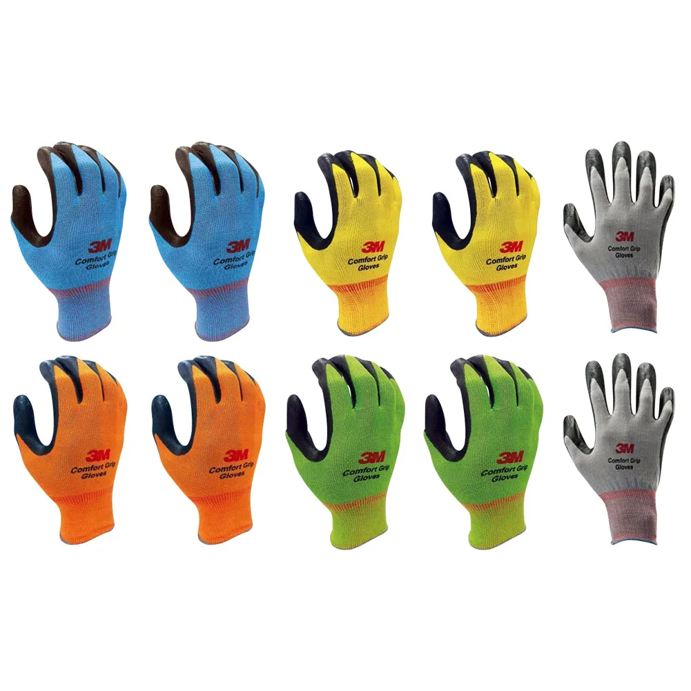 3M Nitrile Work Gloves colored - Foam Coated, Touch Screen, Machine Washable, Lightweight Comfort Gloves 10 Pairs
