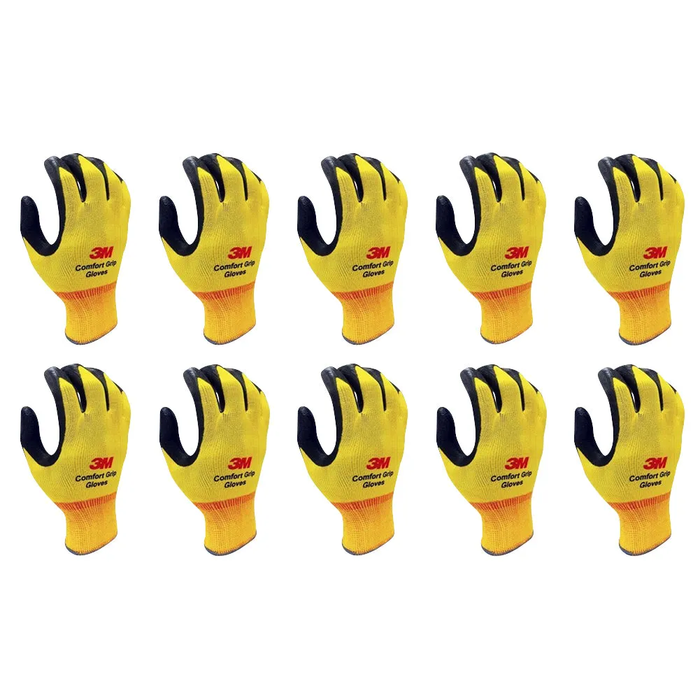 3M Nitrile Work Gloves colored - Foam Coated, Touch Screen, Machine Washable, Lightweight Comfort Gloves 10 Pairs