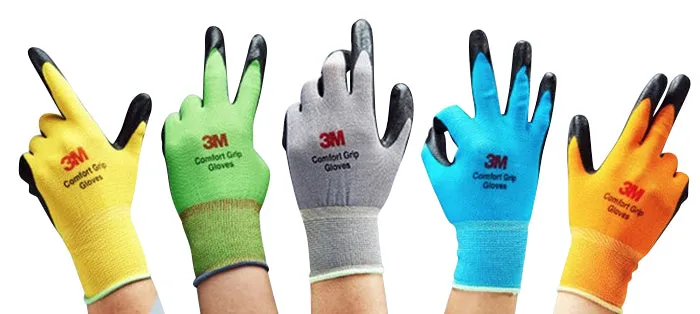 3M Nitrile Work Gloves colored - Foam Coated, Touch Screen, Machine Washable, Lightweight Comfort Gloves 10 Pairs