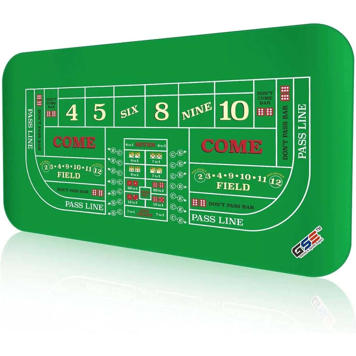 70"x35" Casino Craps Layout Mat with Carrying Bag Non-Slip Rubber