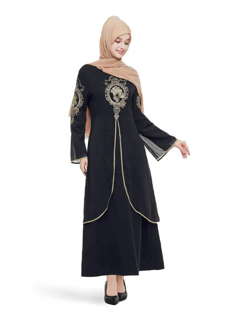 Abaya Embroidered Flower Dress
