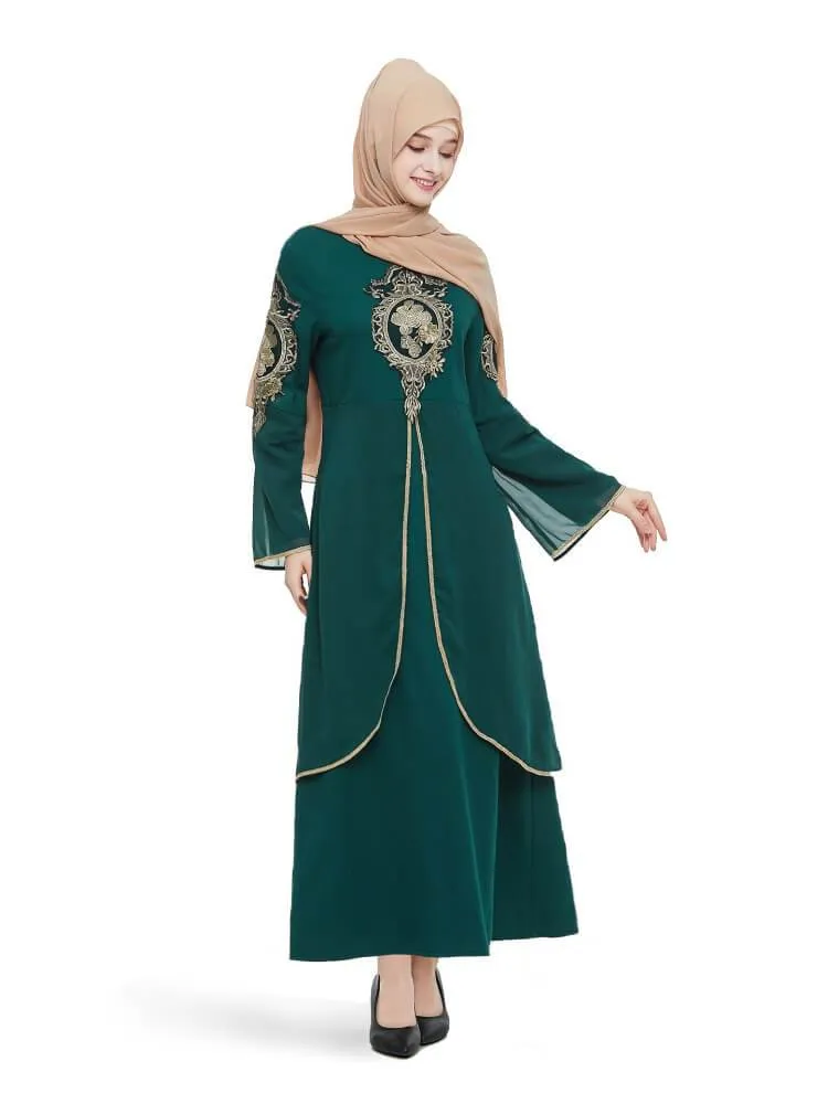 Abaya Embroidered Flower Dress
