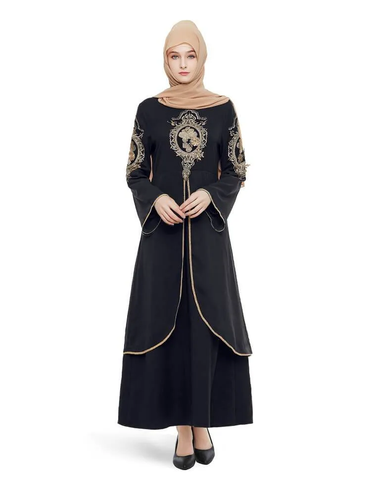 Abaya Embroidered Flower Dress