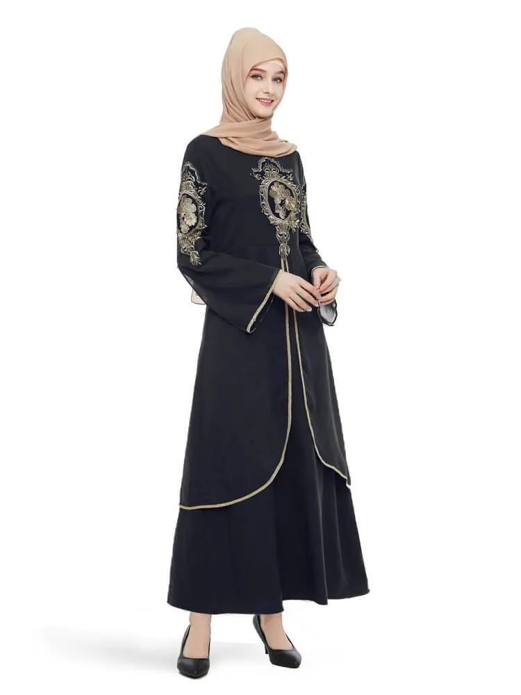 Abaya Embroidered Flower Dress